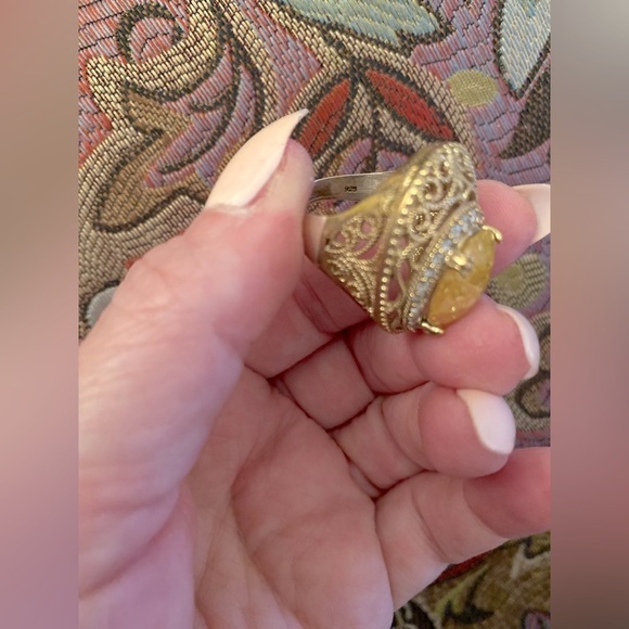 Ctirine filigree sterling silver  ring w/ cubic zirconia stones 💛 - Picture 8 of 8